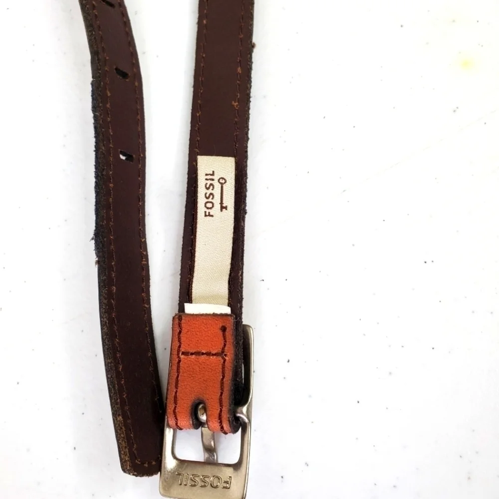 Fossil Leather Patchwork Snake Print Skinny Belt Size Small Retro Colorblock